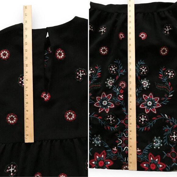 Zara Sleeveless Black Shift Dress with Embroideries,   size M - Picture 13 of 15